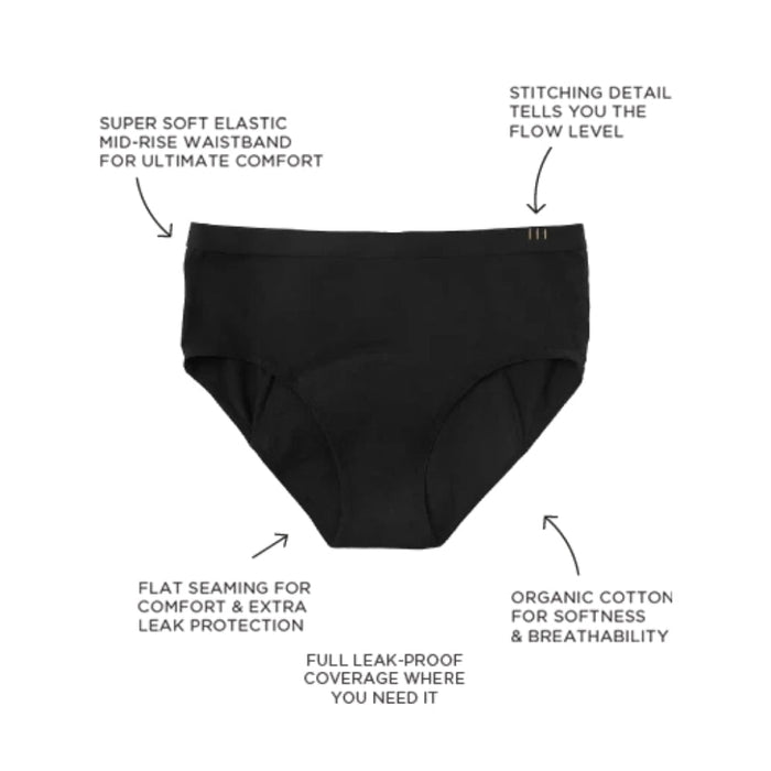 TOM Organic Period Briefs Mid Rise - Black - Hello Charlie