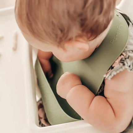We Might Be Tiny Catchie Silicone Baby Bibs 2.0-We Might Be Tiny-Sage & Yellow-Hello Charlie