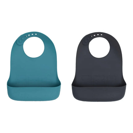 We Might Be Tiny Catchie Silicone Baby Bibs 2.0-We Might Be Tiny-Blue Dusk & Charcoal-Hello Charlie