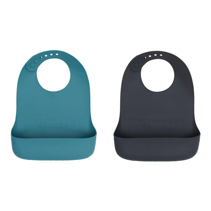 We Might Be Tiny Catchie Silicone Baby Bibs 2.0-Blue Dusk & Charcoal-Hello-Charlie