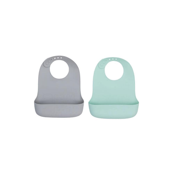 We Might Be Tiny Catchie Silicone Baby Bibs 2.0-Mint & Grey-Hello-Charlie