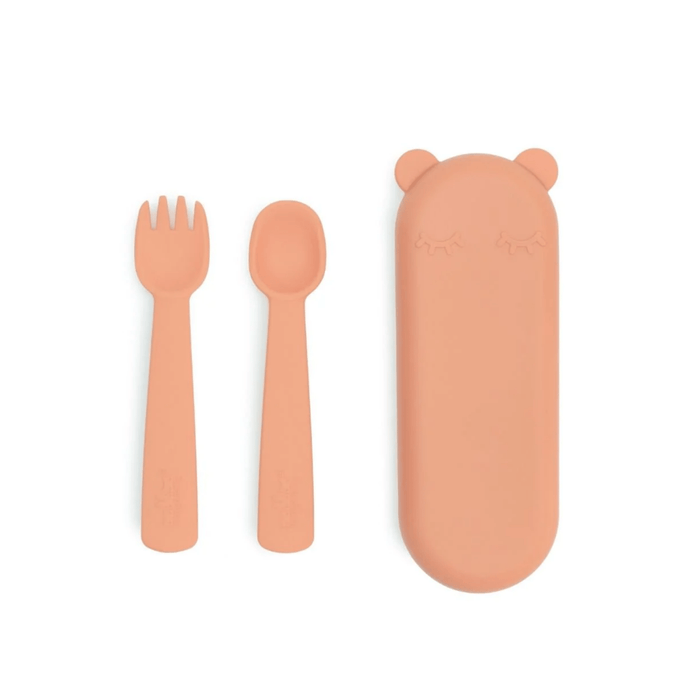 We Might Be Tiny Feedie Fork & Spoon Set - Dark Peach - Hello Charlie