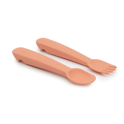 We Might Be Tiny Feedie Fork & Spoon Set - Dark Peach-We Might Be Tiny-Hello Charlie
