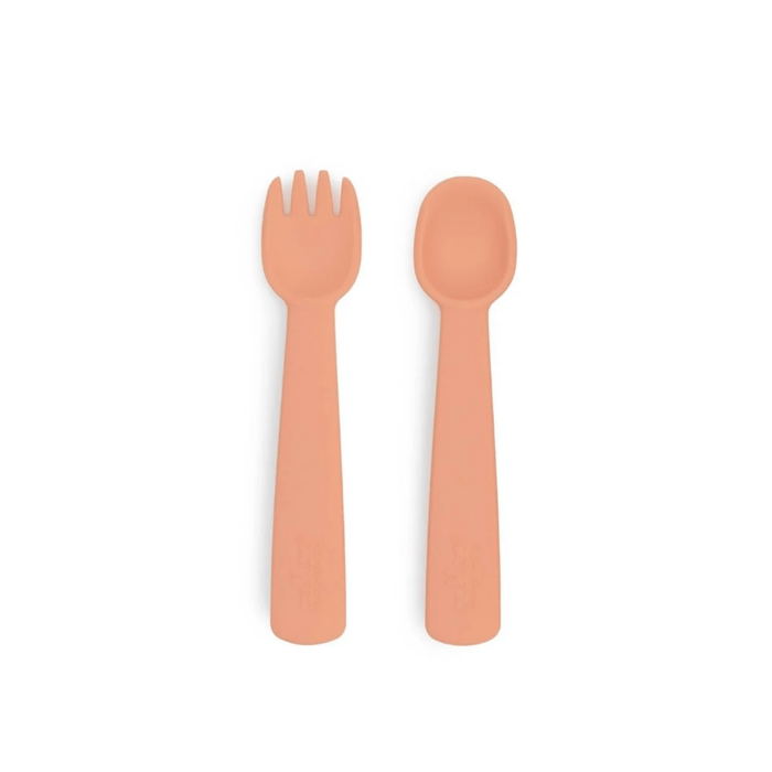 We Might Be Tiny Feedie Fork & Spoon Set - Dark Peach - Hello Charlie