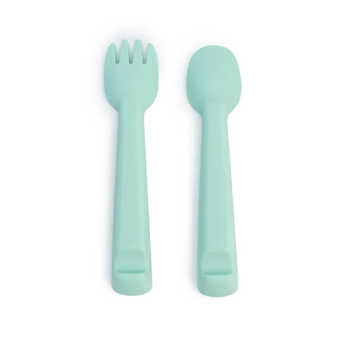 We Might Be Tiny Feedie Fork & Spoon Set - Mint - Hello Charlie