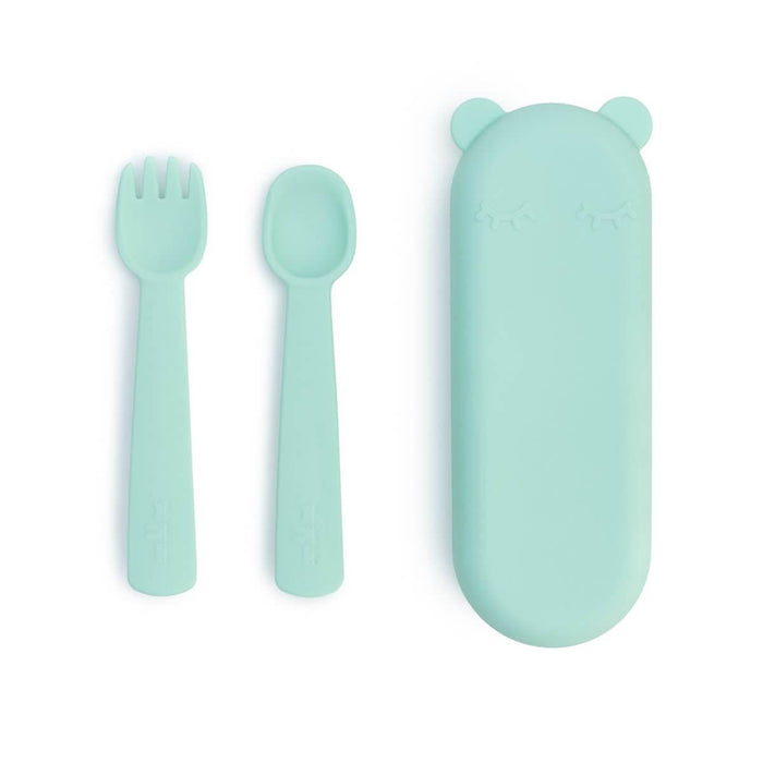 We Might Be Tiny Feedie Fork & Spoon Set - Mint - Hello Charlie