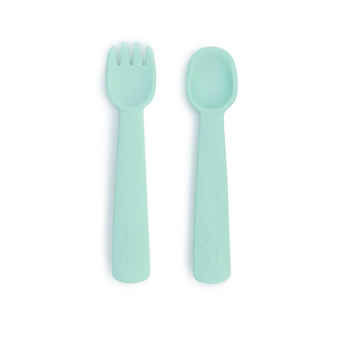 We Might Be Tiny Feedie Fork & Spoon Set - Mint - Hello Charlie