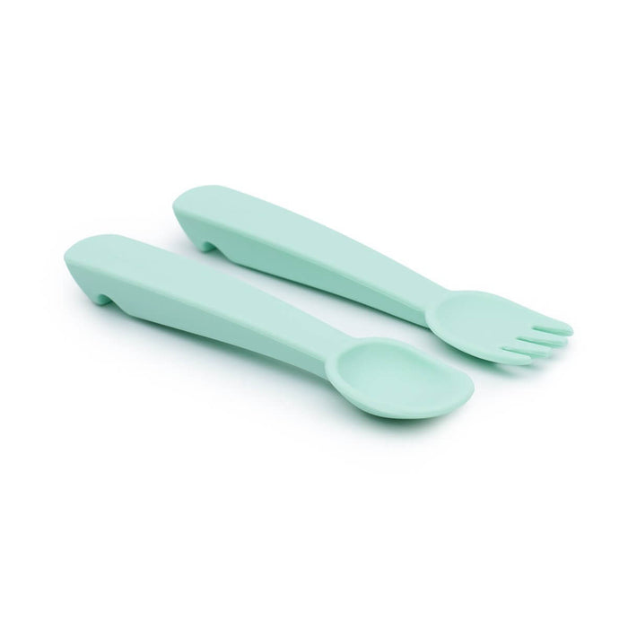 We Might Be Tiny Feedie Fork & Spoon Set - Mint - Hello Charlie