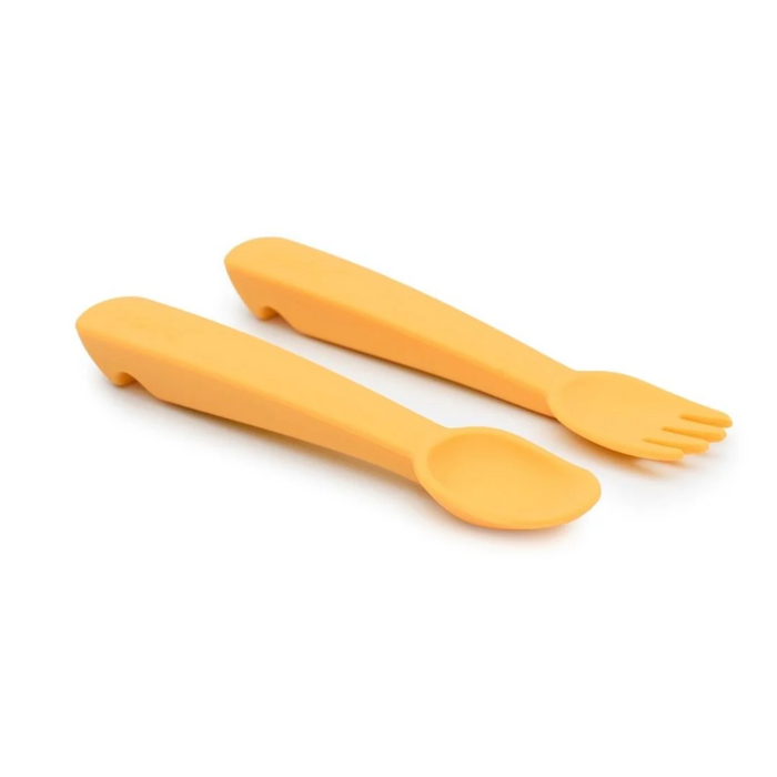 We Might Be Tiny Feedie Fork & Spoon Set - Mustard-Hello-Charlie