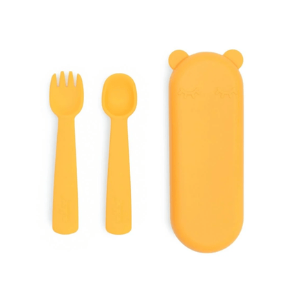 We Might Be Tiny Feedie Fork & Spoon Set - Mustard-We Might Be Tiny-Hello Charlie