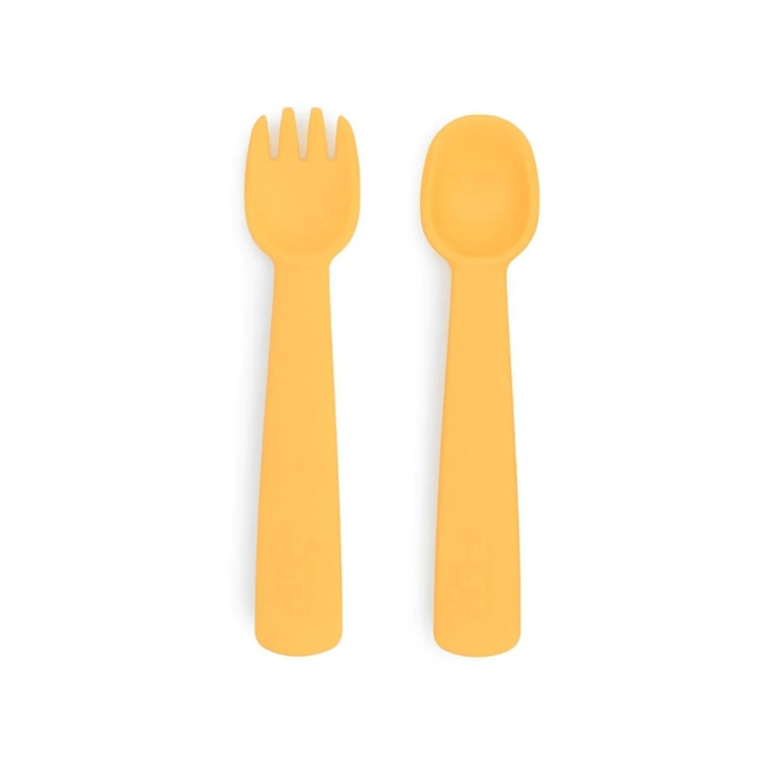 We Might Be Tiny Feedie Fork & Spoon Set - Mustard - Hello Charlie