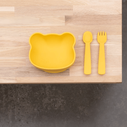 We Might Be Tiny Feedie Fork & Spoon Set - Mustard-We Might Be Tiny-Hello Charlie