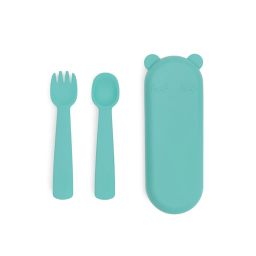 We Might Be Tiny Feedie Fork & Spoon Set - Pistachio-Hello-Charlie