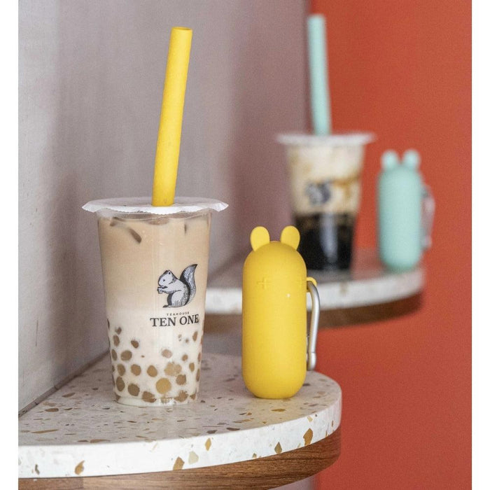 We Might Be Tiny Keepie & Bubble Tea Straw Set - Yellow - Hello Charlie