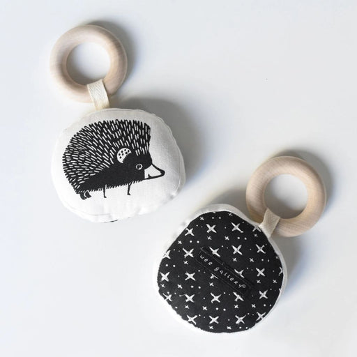 Wee Gallery Hedgehog Teether with Wooden Ring--Hello-Charlie