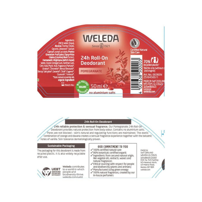 Weleda 24 Hour Roll On Deodorant - Pomegranate - Hello Charlie