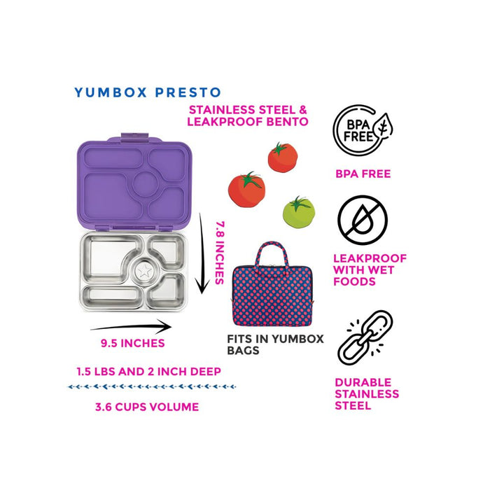 Yumbox Presto Stainless Steel Bento Lunchbox--Hello-Charlie