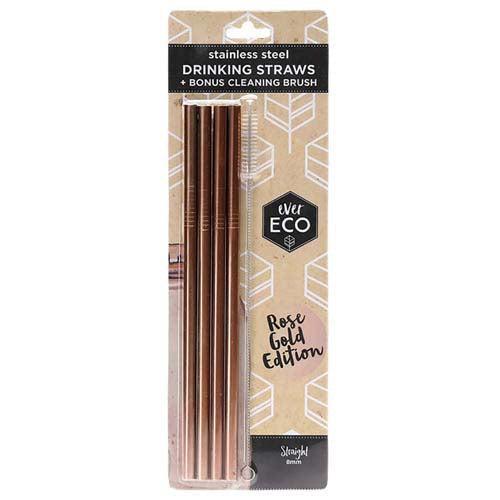 Ever Eco Stainless Steel Straw - Straight Rose-Four Pack-Hello-Charlie