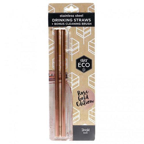 Ever Eco Stainless Steel Straw - Straight Rose-Twin Pack-Hello-Charlie