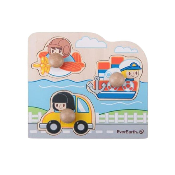 Everearth Wooden Peg Puzzle - Vehicle--Hello-Charlie