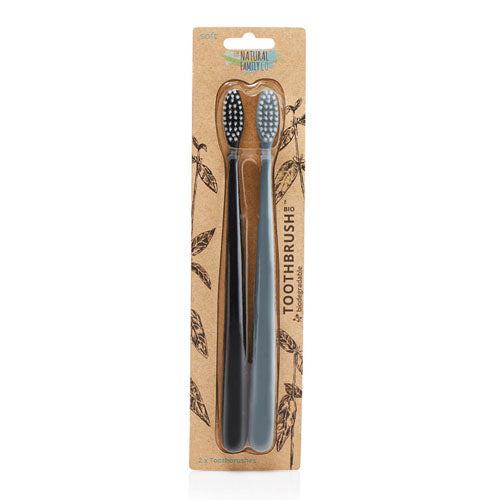 The Natural Family Co. Toothbrush - 2 Pack-Pirate Black and Monsoon-Hello-Charlie