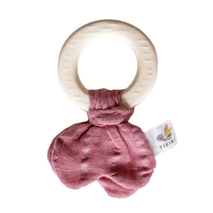 Tikiri Natural Rubber Teether with Muslin - Dusty Pink--Hello-Charlie