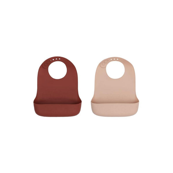 We Might Be Tiny Catchie Silicone Baby Bibs 2.0-Rust & Beige-Hello-Charlie