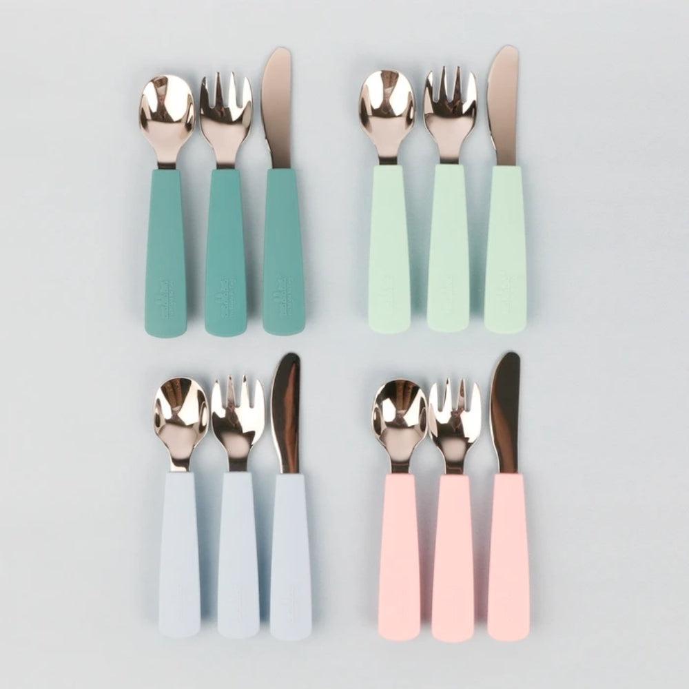 Feedie Fork & Spoon Set - Powder Pink