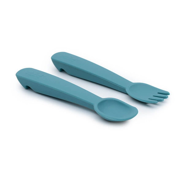We Might Be Tiny Feedie Fork & Spoon Set - Blue Dusk--Hello-Charlie