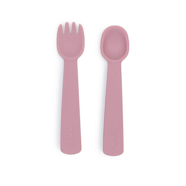 We Might Be Tiny Feedie Fork & Spoon Set - Dusty Rose--Hello-Charlie