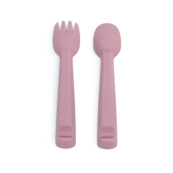 We Might Be Tiny Feedie Fork & Spoon Set - Dusty Rose--Hello-Charlie
