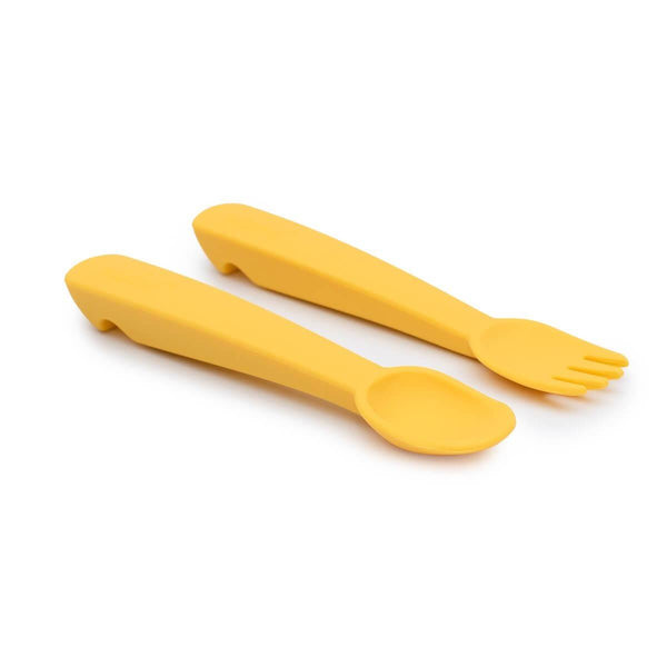 We Might Be Tiny Feedie Fork & Spoon Set - Yellow--Hello-Charlie