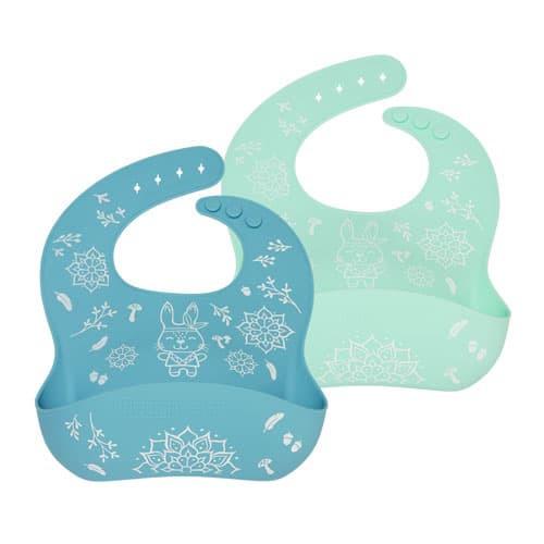 Weanmeister Silicone EasyRinse Bibs Patterned - 2 Pack-Mint-Hello-Charlie